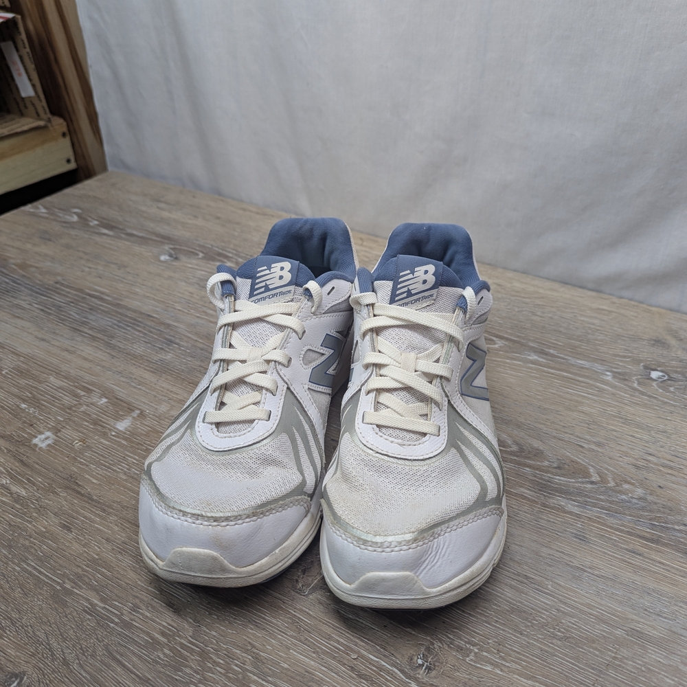 New Balance White and Blue Sneakers